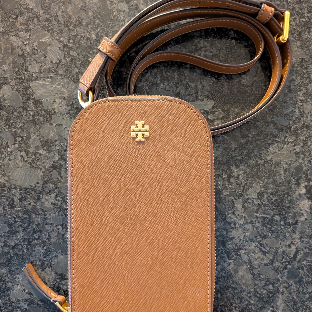 Tory Burch Emerson Phone Crossbody Bag (Brown)